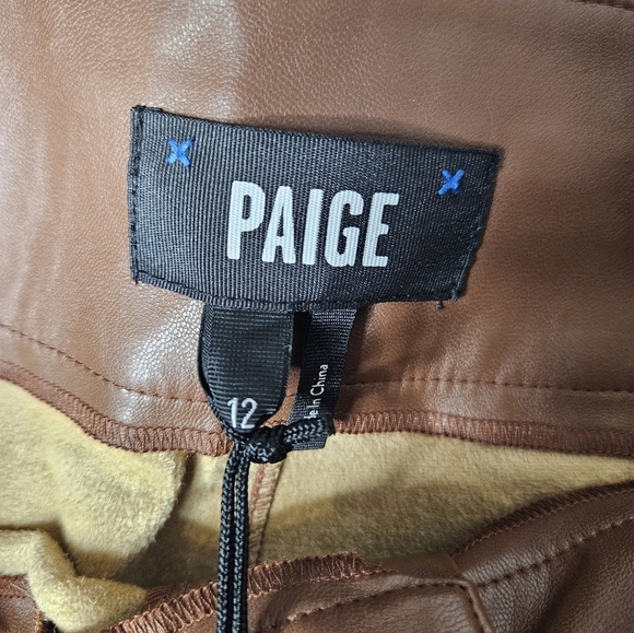 Paige Mayslie Vegan Pleated Jogger In Cognac SZ 12 - Picture 5 of 7